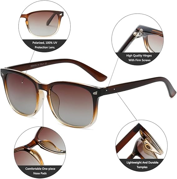 DUSHINE Polarized Sunglasses for Women Classic Retro Style UV400 Protection